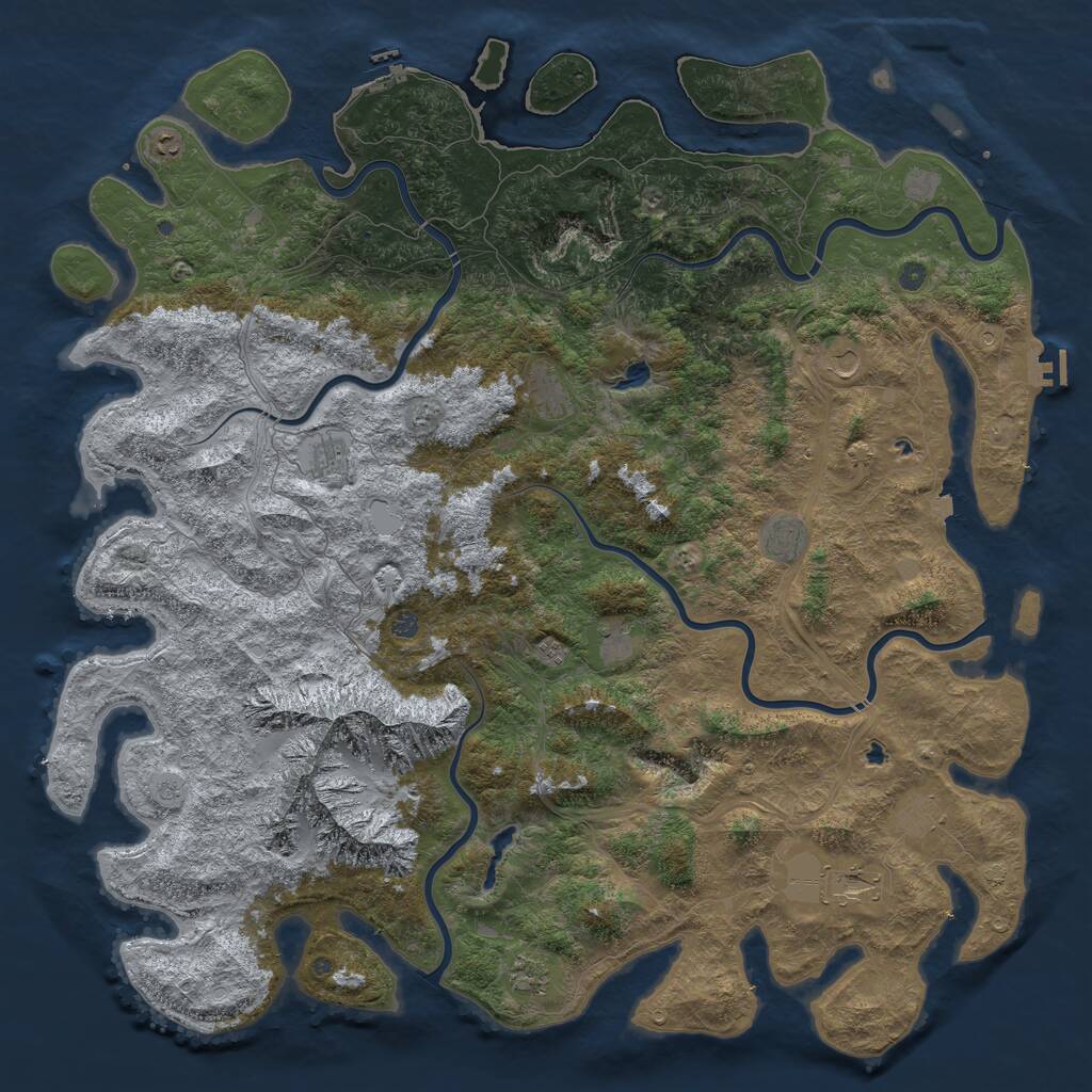 Rust Map: Procedural Map, Size: 6000, Seed: 1159760689, 19 Monuments