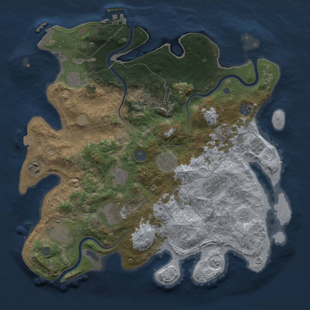 Rust Map: Procedural Map, Size: 3800, Seed: 389438311, 18 Monuments