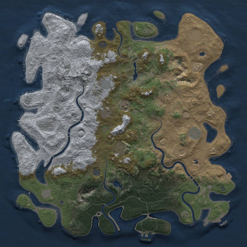 Rust Map: Procedural Map, Size: 5000, Seed: 1362383647, 17 Monuments