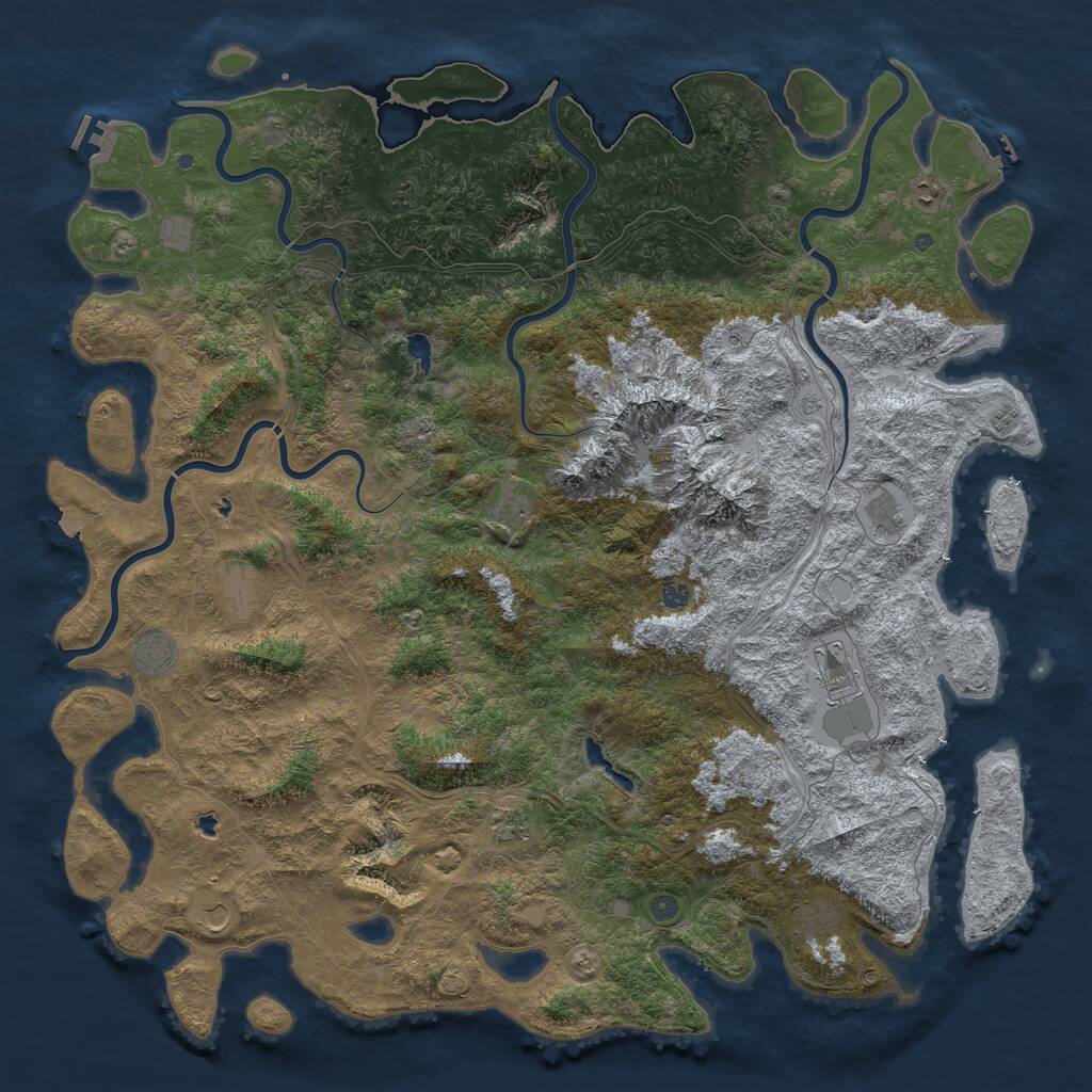 Rust Map: Procedural Map, Size: 6000, Seed: 1925587932, 19 Monuments