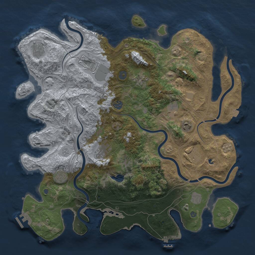Rust Map: Procedural Map, Size: 4250, Seed: 965009546, 16 Monuments