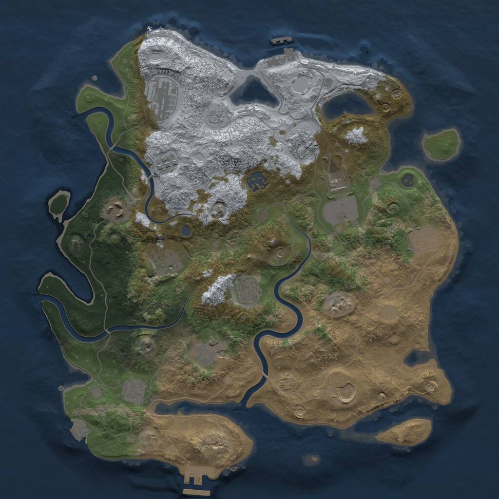 Rust Map: Procedural Map, Size: 3750, Seed: 1831299552, 19 Monuments