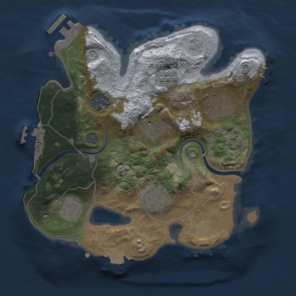 Rust Map: Procedural Map, Size: 2500, Seed: 838046690, 13 Monuments