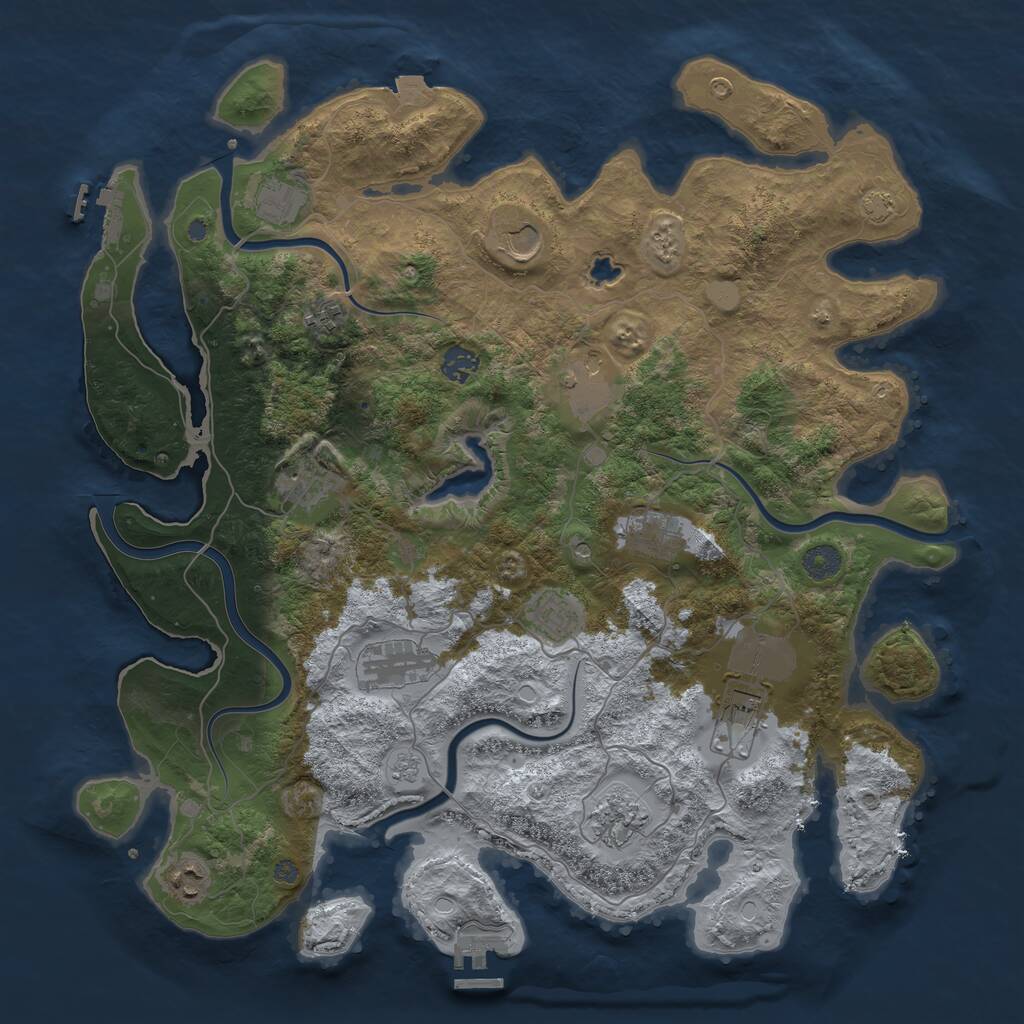 Rust Map: Procedural Map, Size: 4200, Seed: 46789, 17 Monuments