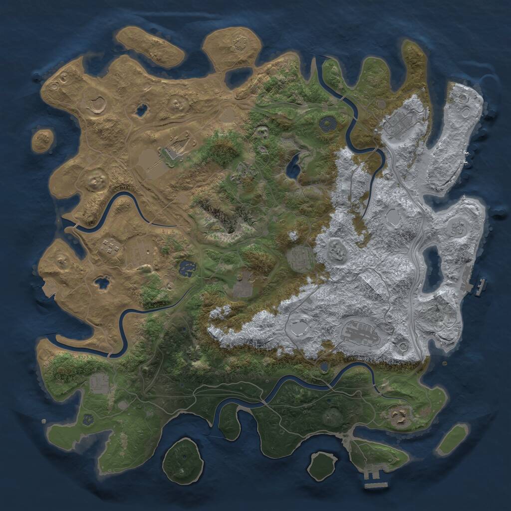 Rust Map: Procedural Map, Size: 4500, Seed: 858805841, 19 Monuments