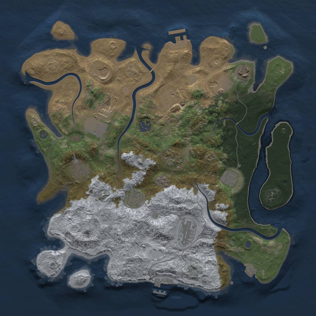 Rust Map: Procedural Map, Size: 3750, Seed: 818768, 17 Monuments
