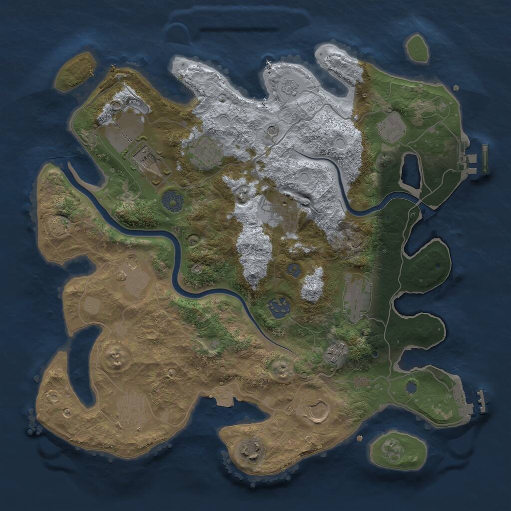 Rust Map: Procedural Map, Size: 3500, Seed: 1464986420, 18 Monuments