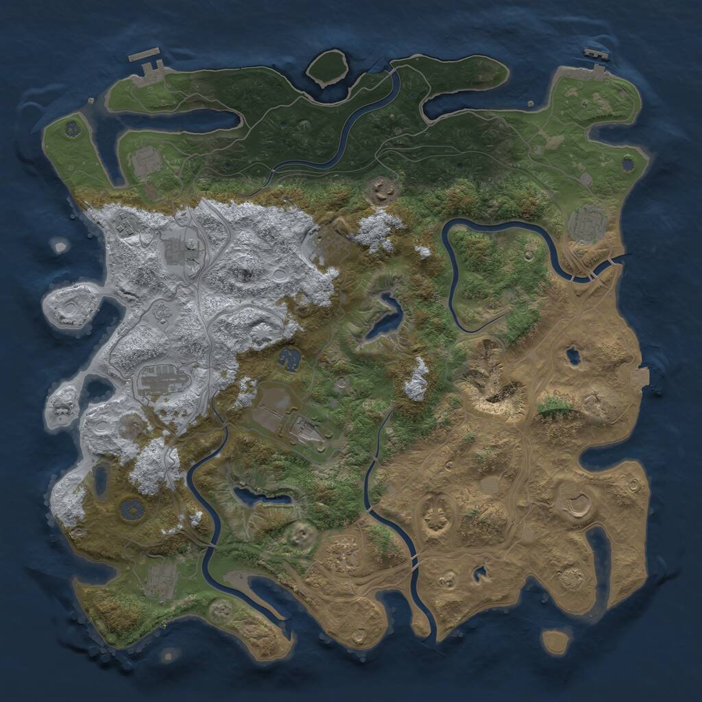 Rust Map: Procedural Map, Size: 4500, Seed: 1158910588, 17 Monuments