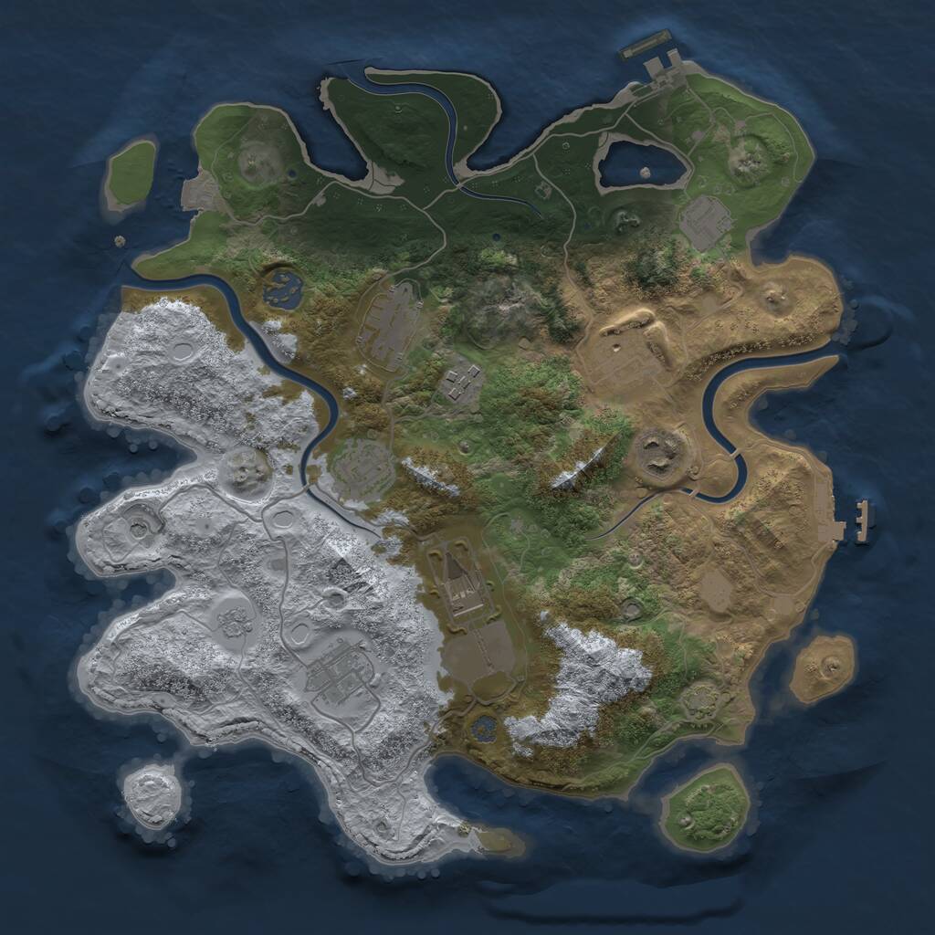 Rust Map: Procedural Map, Size: 3500, Seed: 771669001, 16 Monuments
