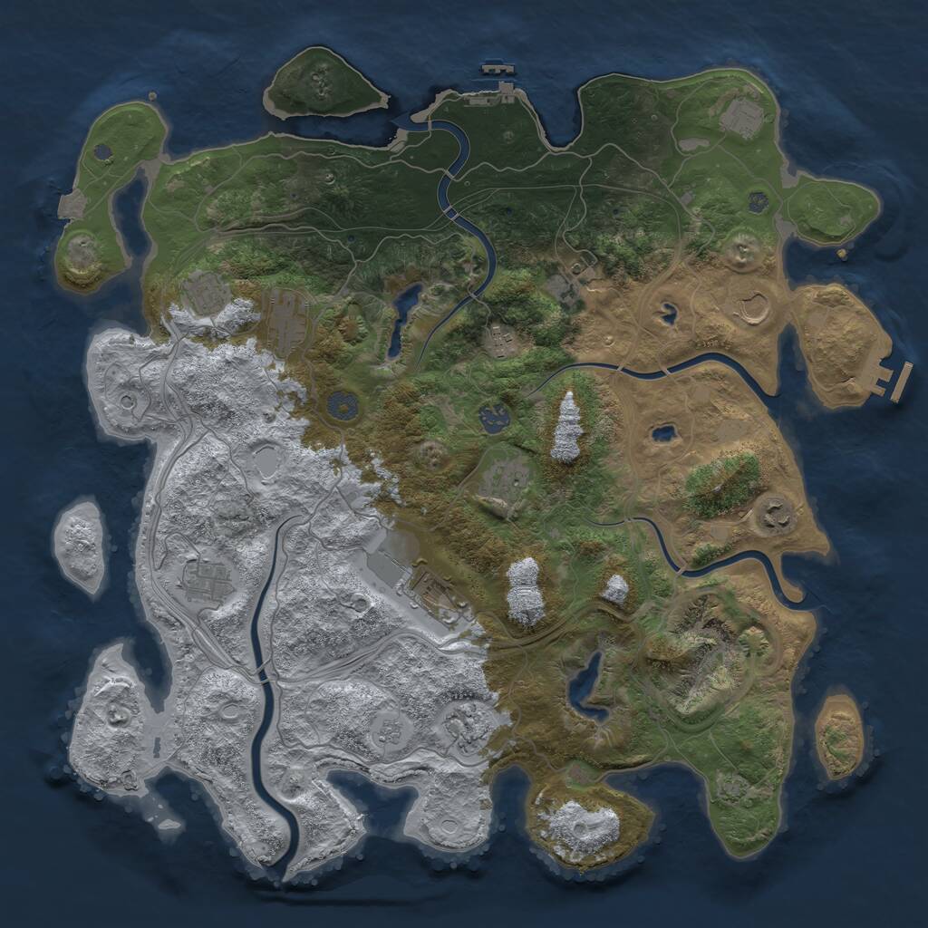 Rust Map: Procedural Map, Size: 4500, Seed: 834980326, 19 Monuments