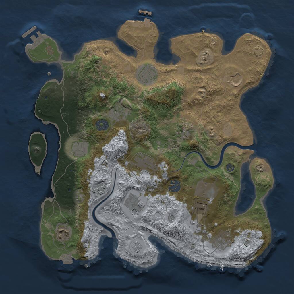 Rust Map: Procedural Map, Size: 3500, Seed: 1156067853, 17 Monuments