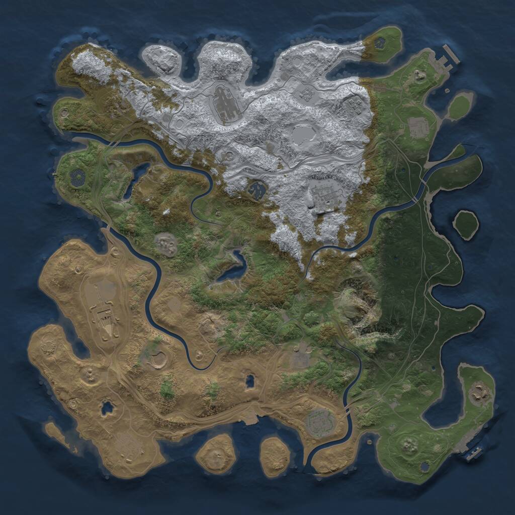 Rust Map: Procedural Map, Size: 4500, Seed: 525732258, 19 Monuments
