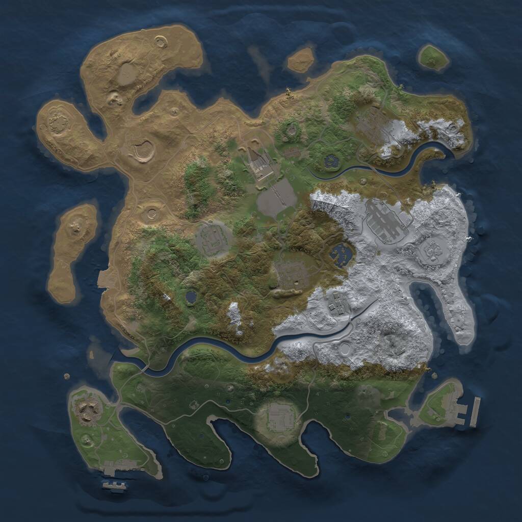 Rust Map: Procedural Map, Size: 3500, Seed: 22522179, 17 Monuments