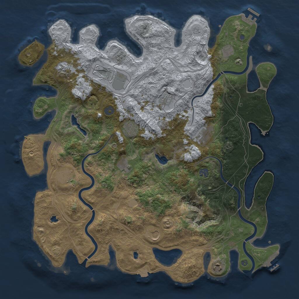 Rust Map: Procedural Map, Size: 4600, Seed: 1494451978, 19 Monuments