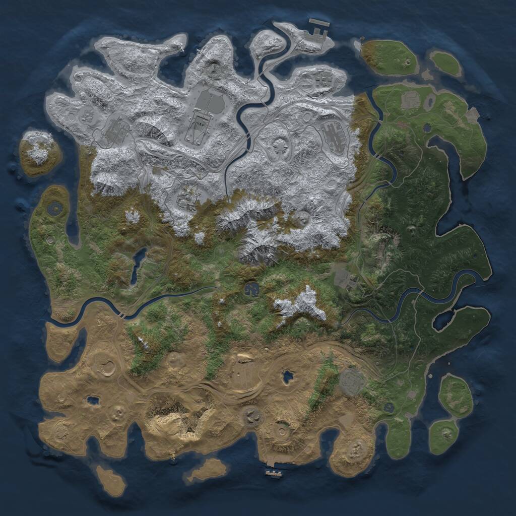 Rust Map: Procedural Map, Size: 5000, Seed: 810447223, 17 Monuments