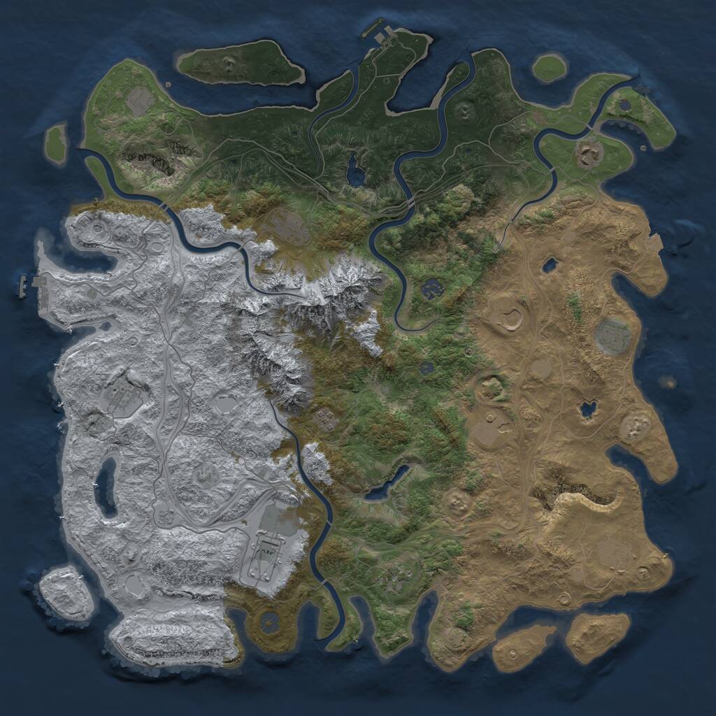 Rust Map: Procedural Map, Size: 5000, Seed: 380140597, 19 Monuments
