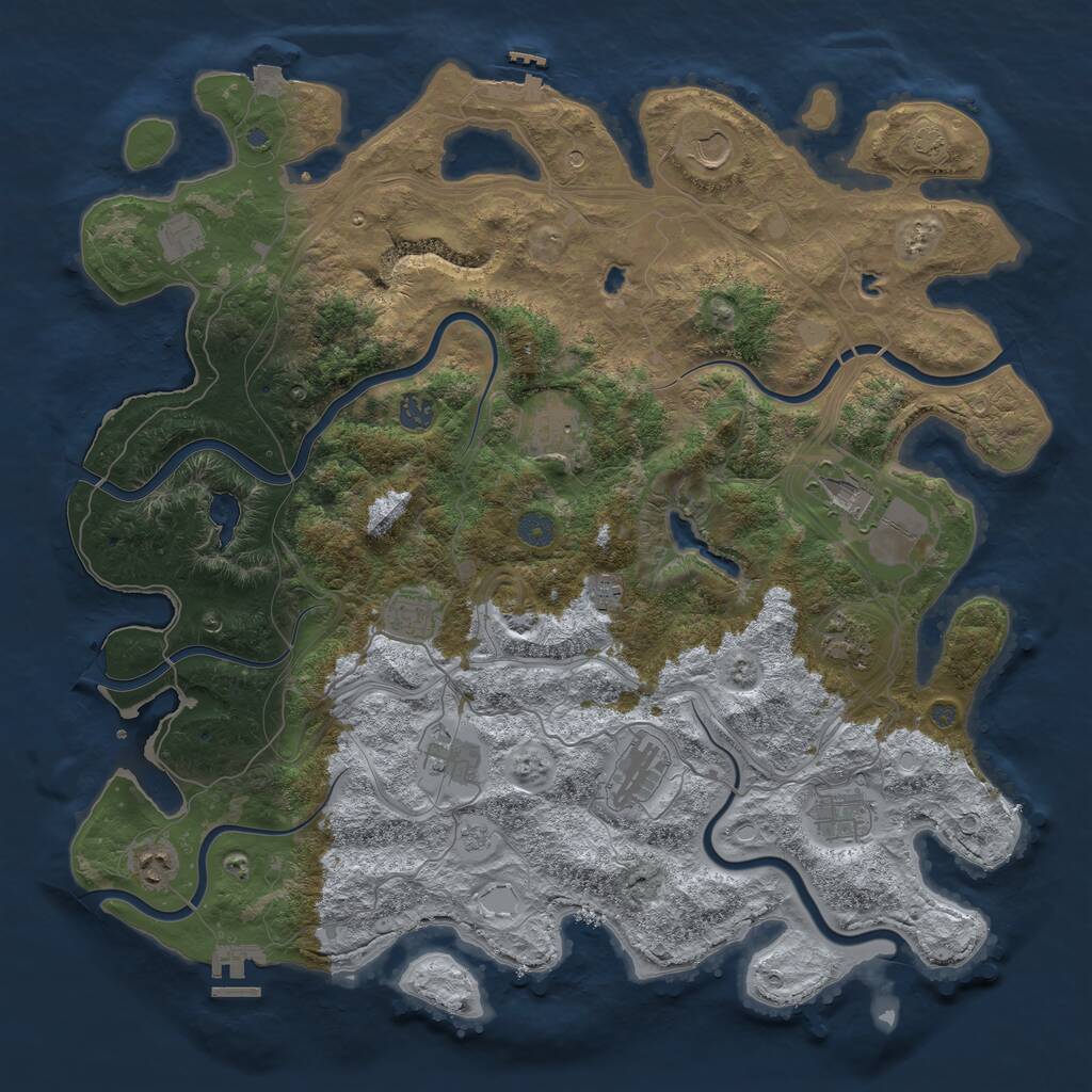 Rust Map: Procedural Map, Size: 4500, Seed: 1411611456, 19 Monuments