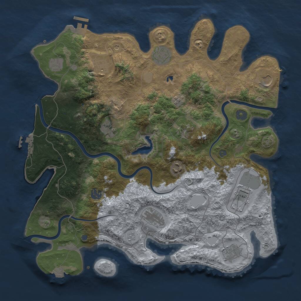 Rust Map: Procedural Map, Size: 4000, Seed: 955713064, 17 Monuments