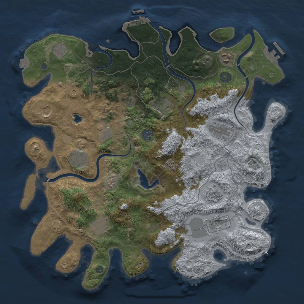 Rust Map: Procedural Map, Size: 4000, Seed: 739723, 17 Monuments