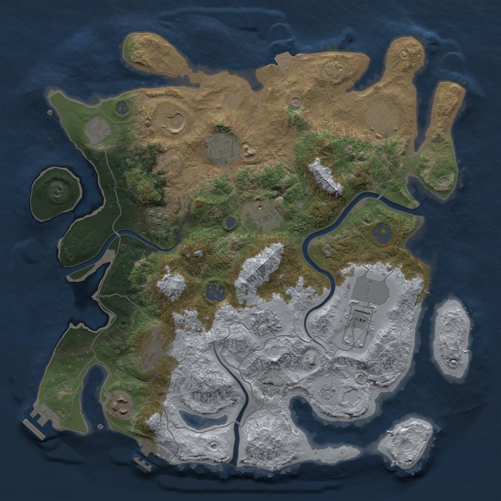 Rust Map: Procedural Map, Size: 3750, Seed: 842857, 18 Monuments