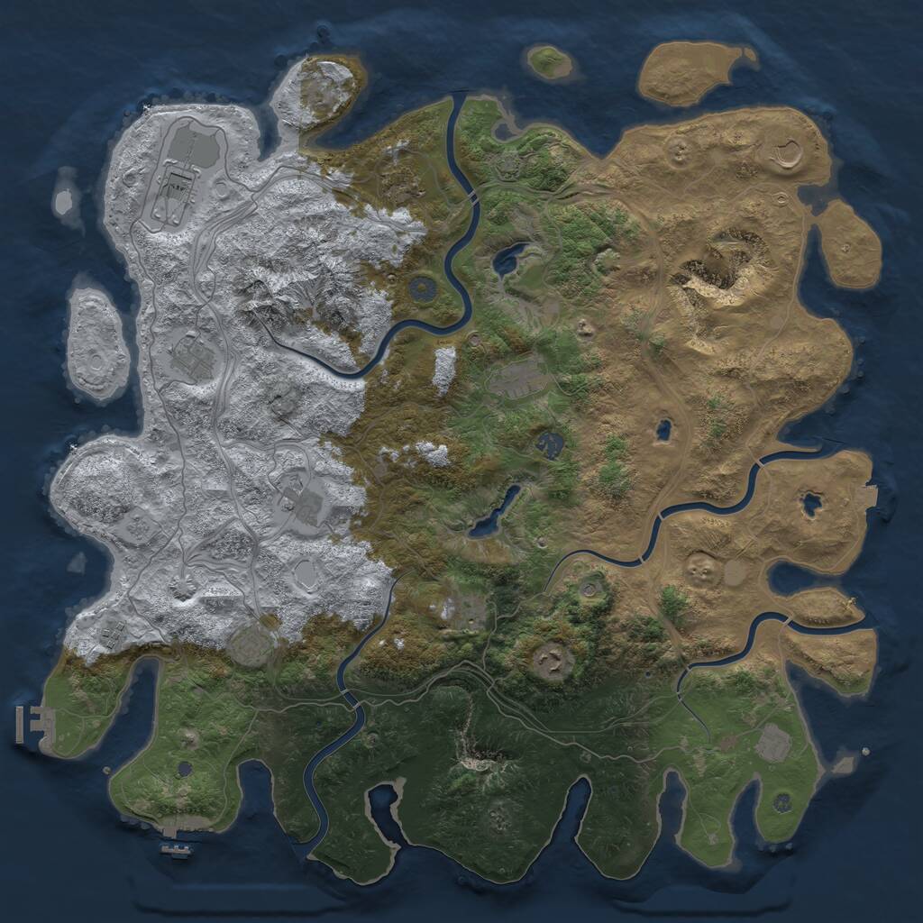Rust Map: Procedural Map, Size: 5000, Seed: 676743785, 17 Monuments