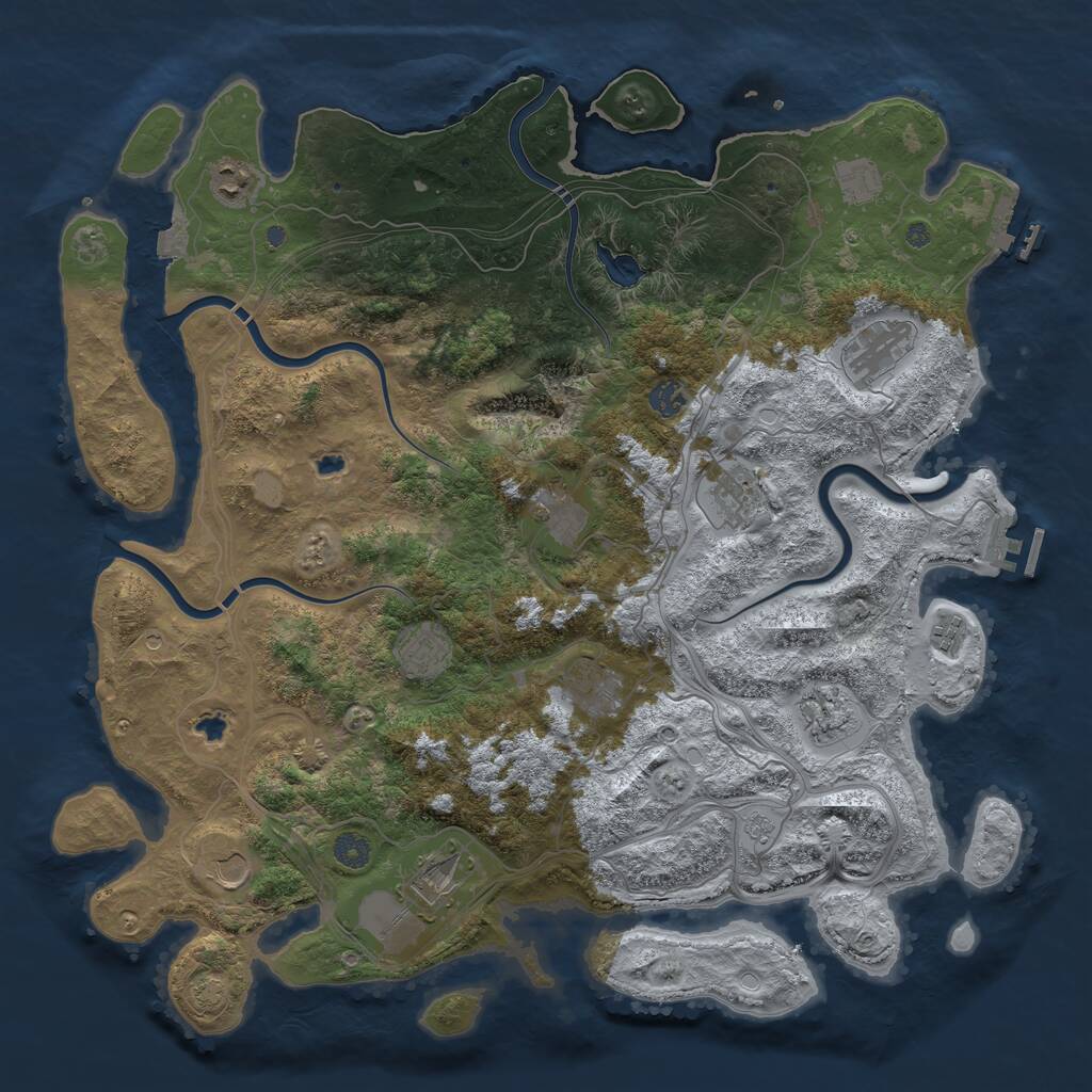 Rust Map: Procedural Map, Size: 4500, Seed: 1478860386, 19 Monuments