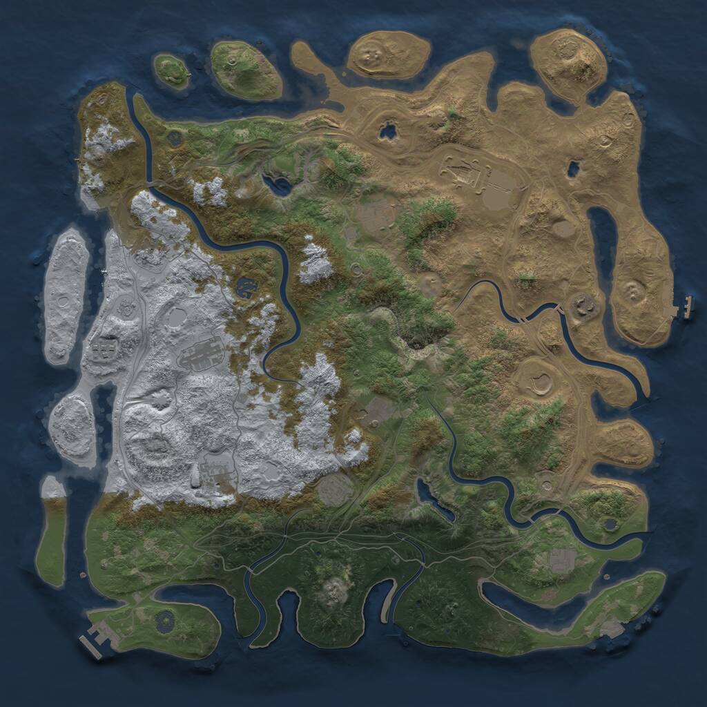 Rust Map: Procedural Map, Size: 4900, Seed: 814167853, 17 Monuments