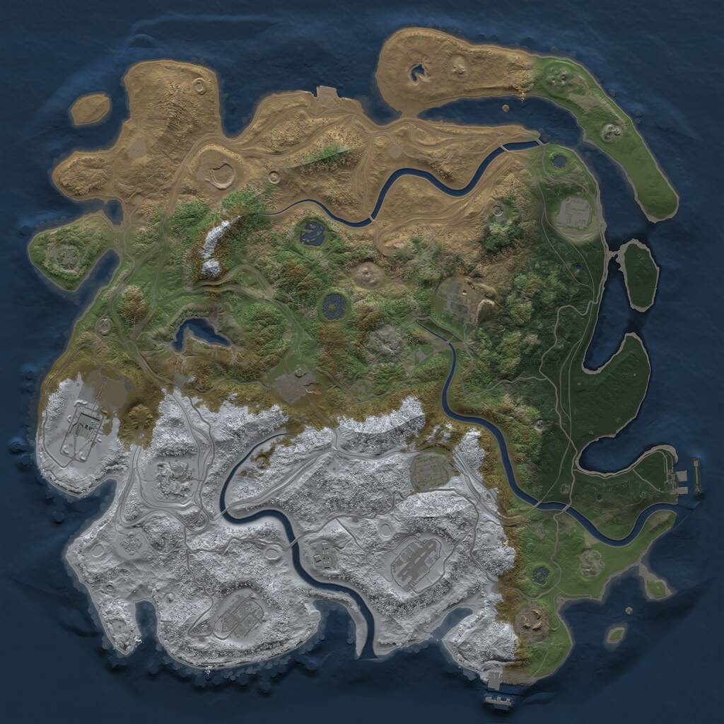 Rust Map: Procedural Map, Size: 4250, Seed: 2070244327, 19 Monuments