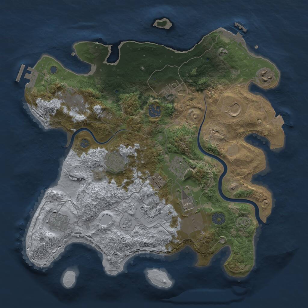 Rust Map: Procedural Map, Size: 3500, Seed: 370648129, 19 Monuments
