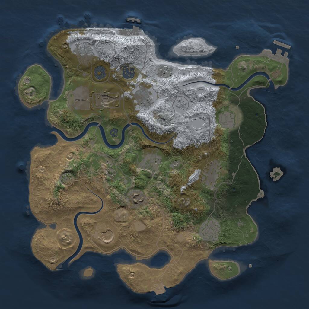 Rust Map: Procedural Map, Size: 3500, Seed: 258344, 19 Monuments