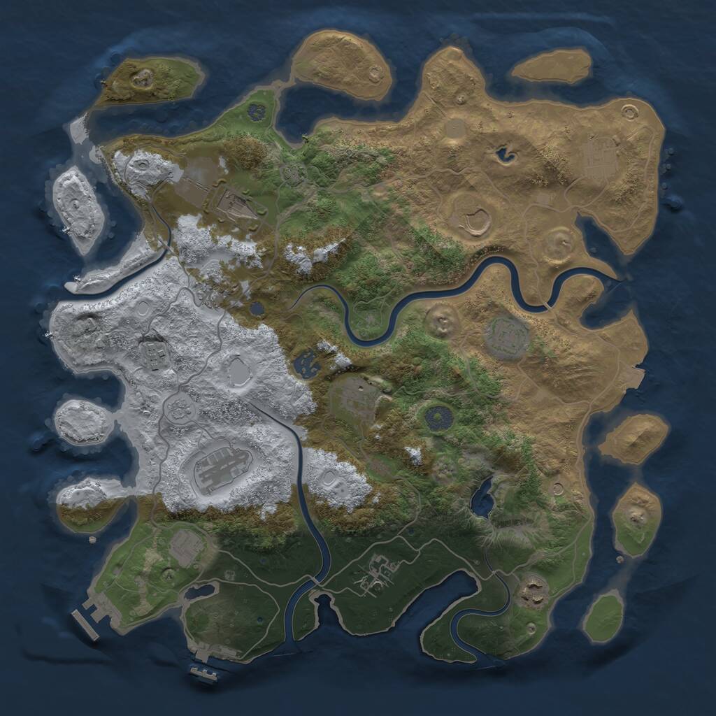 Rust Map: Procedural Map, Size: 4000, Seed: 247273218, 19 Monuments