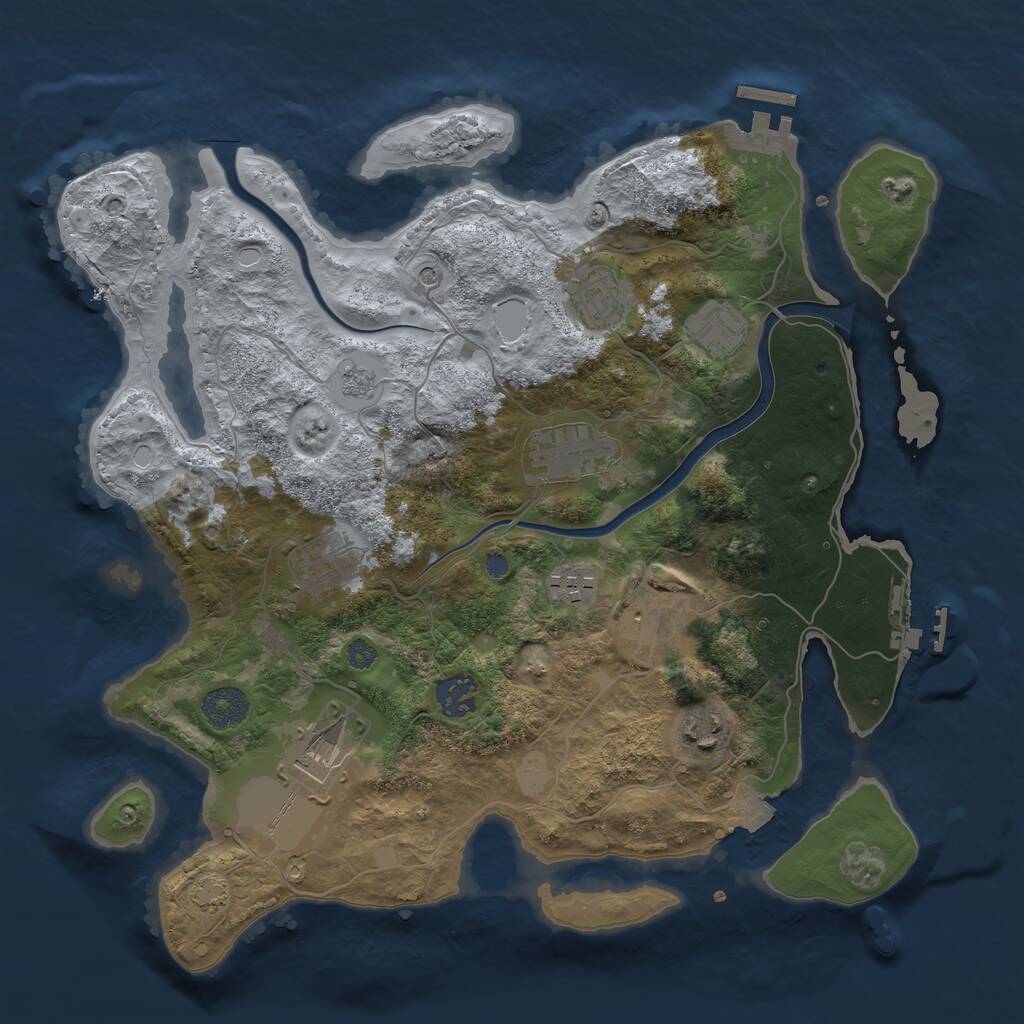 Rust Map: Procedural Map, Size: 3500, Seed: 56638580, 16 Monuments