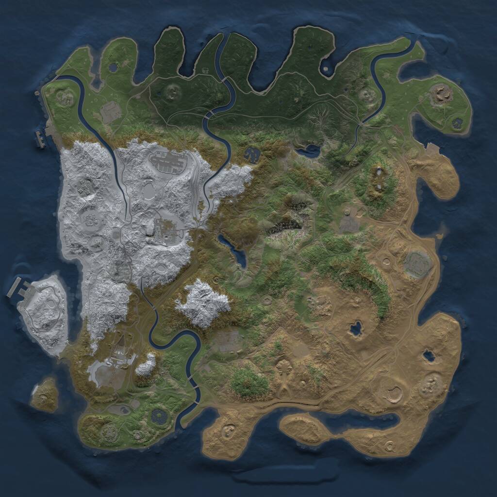 Rust Map: Procedural Map, Size: 4500, Seed: 1059851200, 19 Monuments