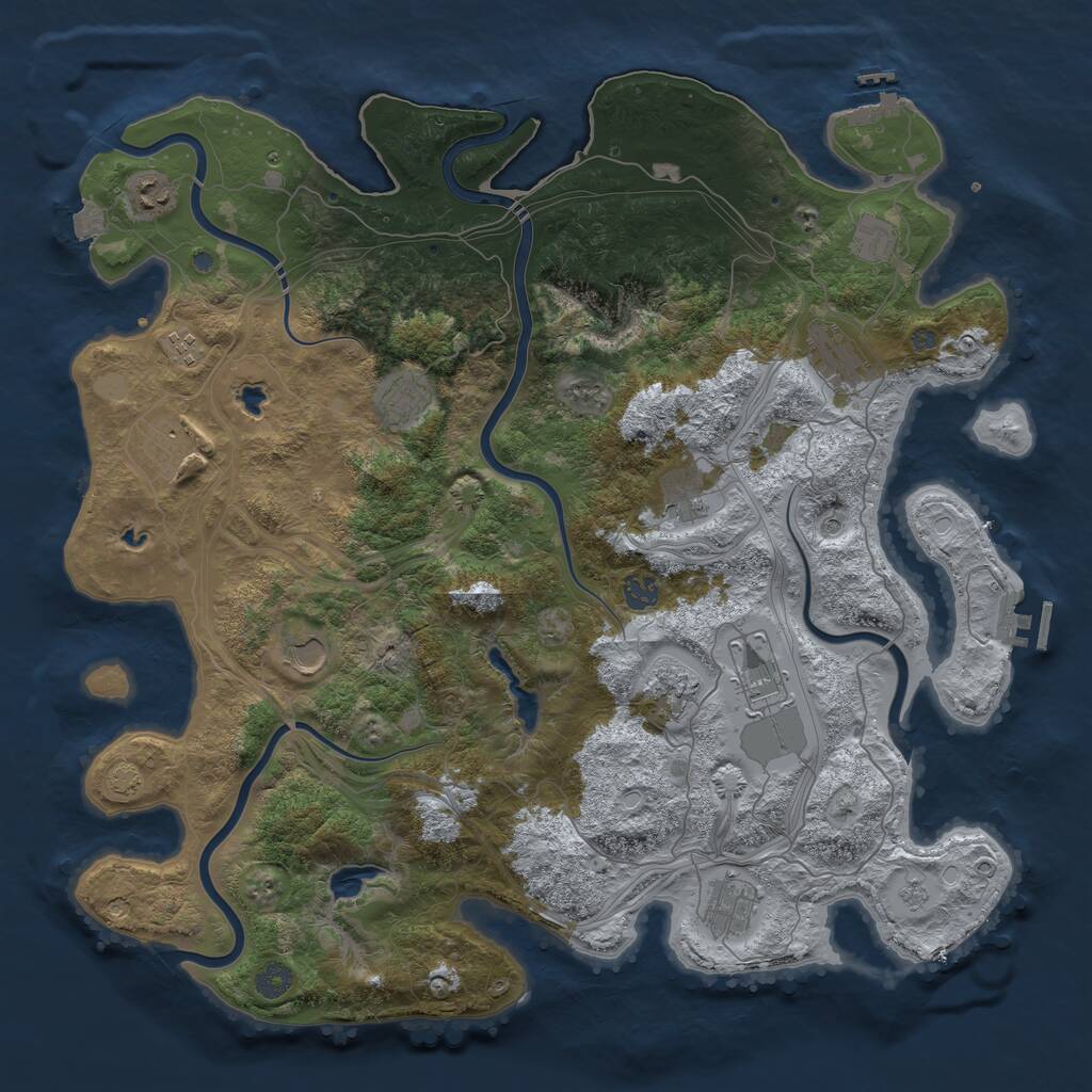 Rust Map: Procedural Map, Size: 4500, Seed: 68504857, 19 Monuments