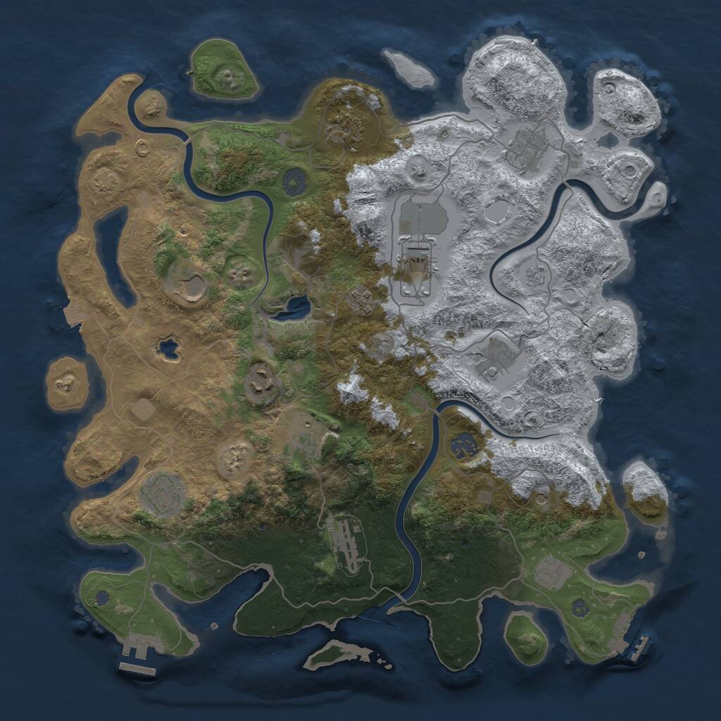 Rust Map: Procedural Map, Size: 4000, Seed: 1157455114, 17 Monuments