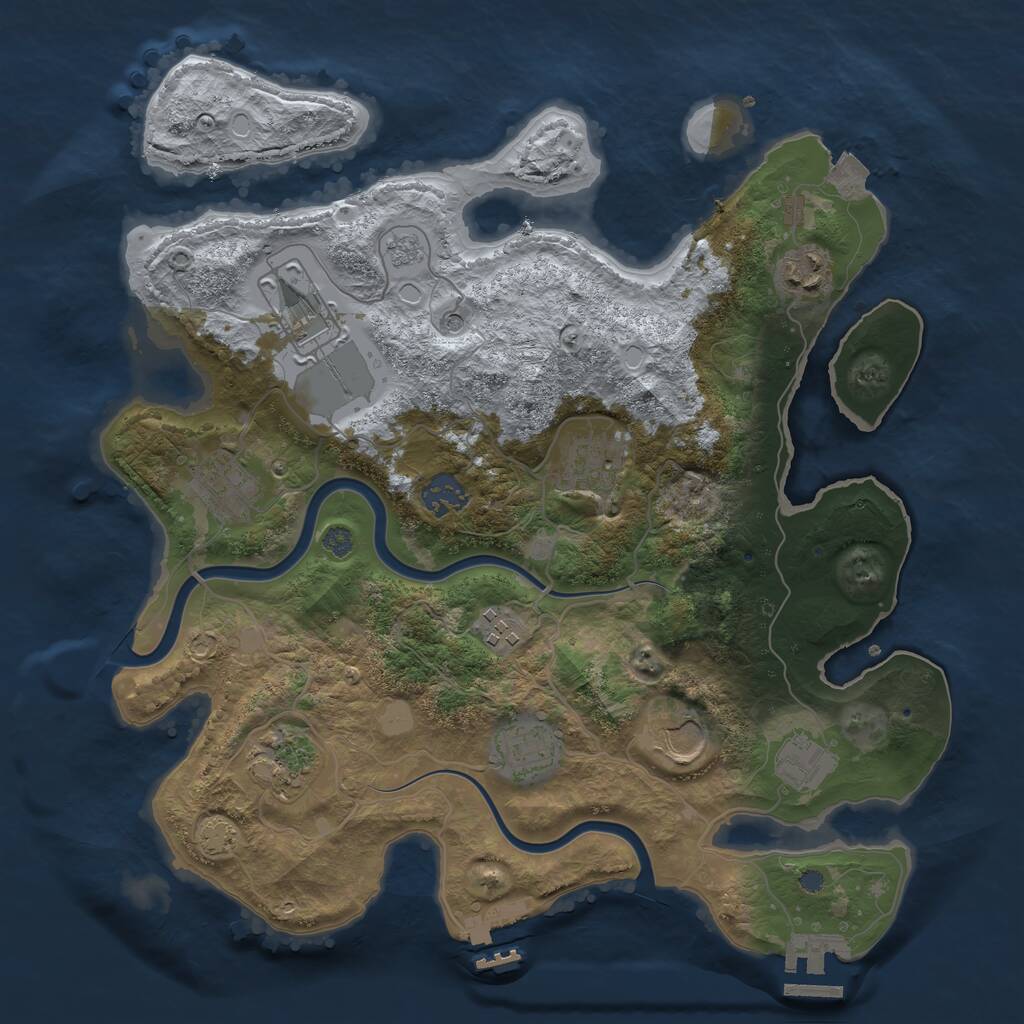 Rust Map: Procedural Map, Size: 3500, Seed: 562521446, 17 Monuments