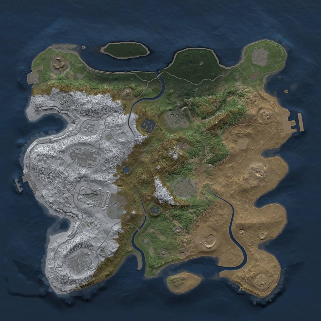 Rust Map: Procedural Map, Size: 3500, Seed: 190472444, 17 Monuments