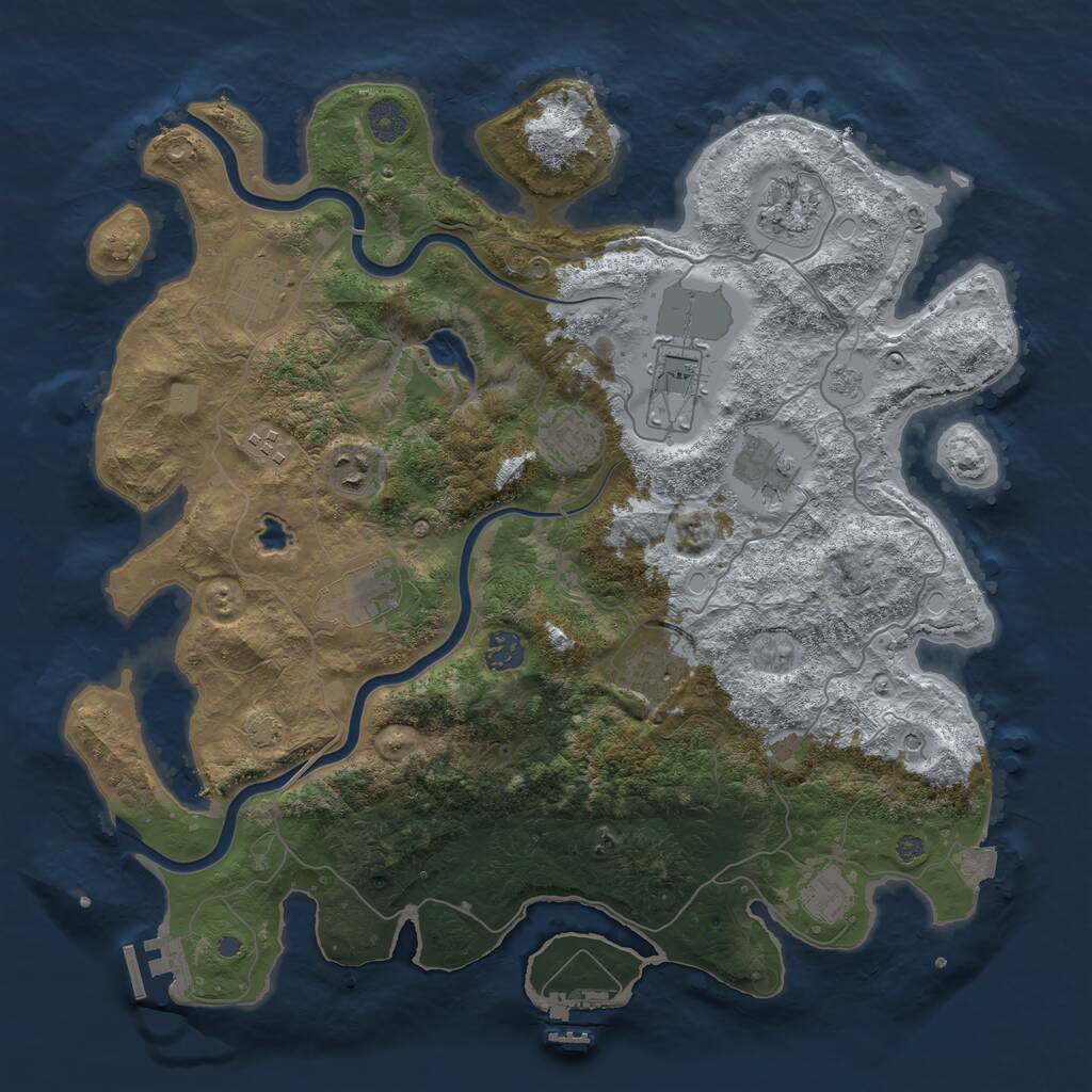 Rust Map: Procedural Map, Size: 4000, Seed: 1048908507, 16 Monuments