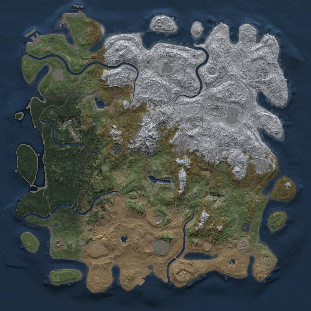 Rust Map: Procedural Map, Size: 5000, Seed: 1485949543, 19 Monuments