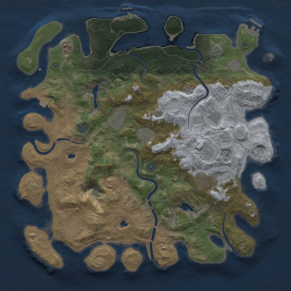 Rust Map: Procedural Map, Size: 4500, Seed: 822990378, 16 Monuments