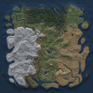 Thumbnail Rust Map: Procedural Map, Size: 5000, Seed: 383758424, 19 Monuments