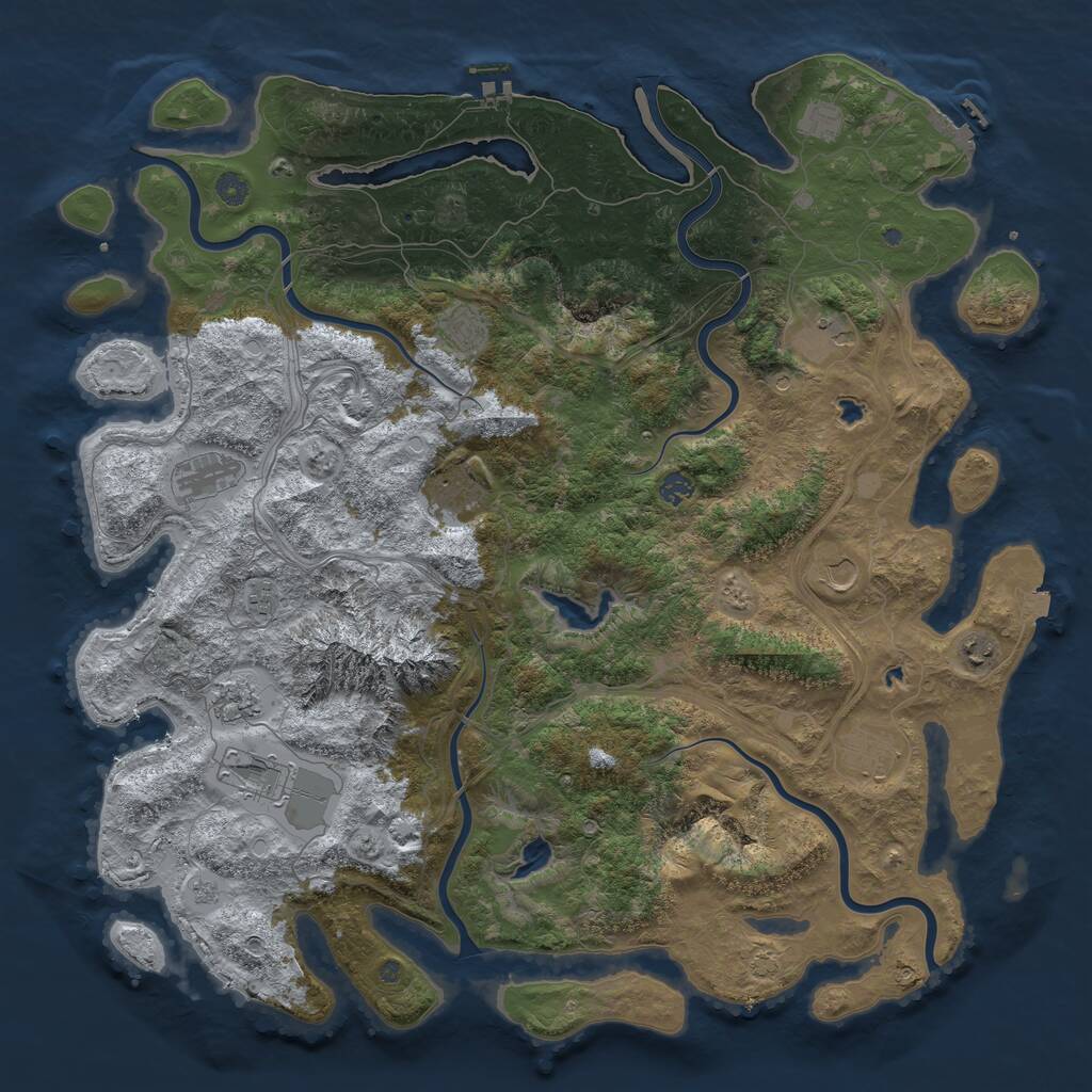 Rust Map: Procedural Map, Size: 5000, Seed: 383758424, 19 Monuments