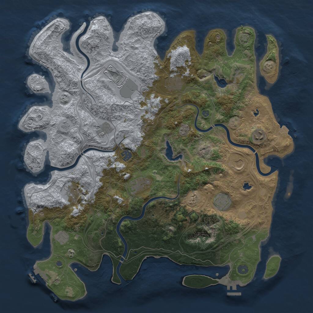 Rust Map: Procedural Map, Size: 4500, Seed: 297650890, 17 Monuments