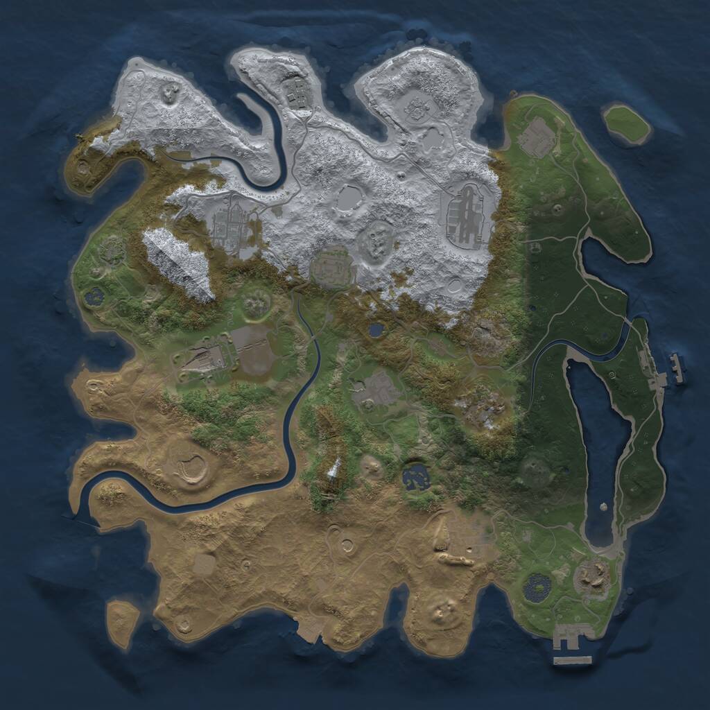 Rust Map: Procedural Map, Size: 3750, Seed: 1173896606, 17 Monuments