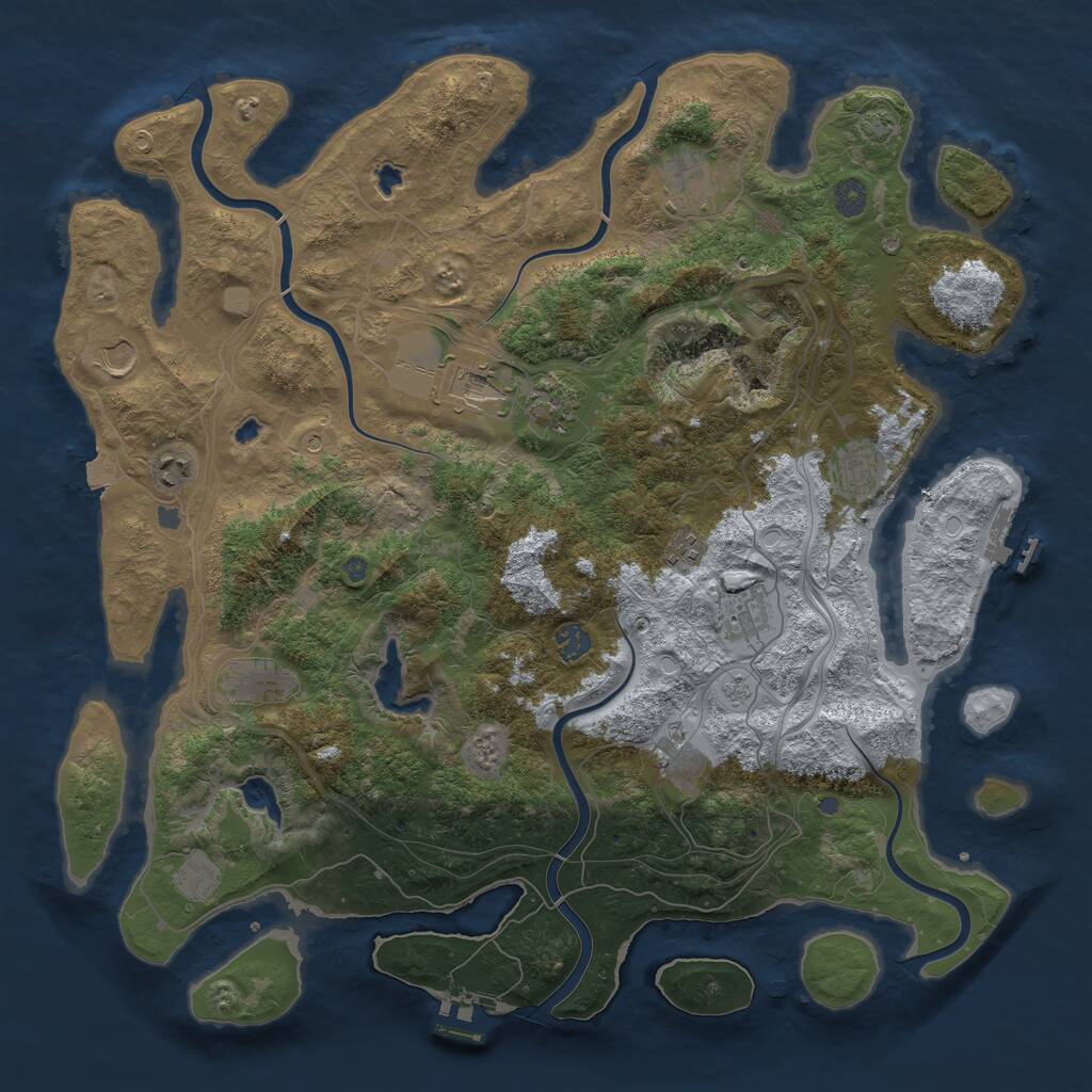 Rust Map: Procedural Map, Size: 4500, Seed: 53679132, 19 Monuments
