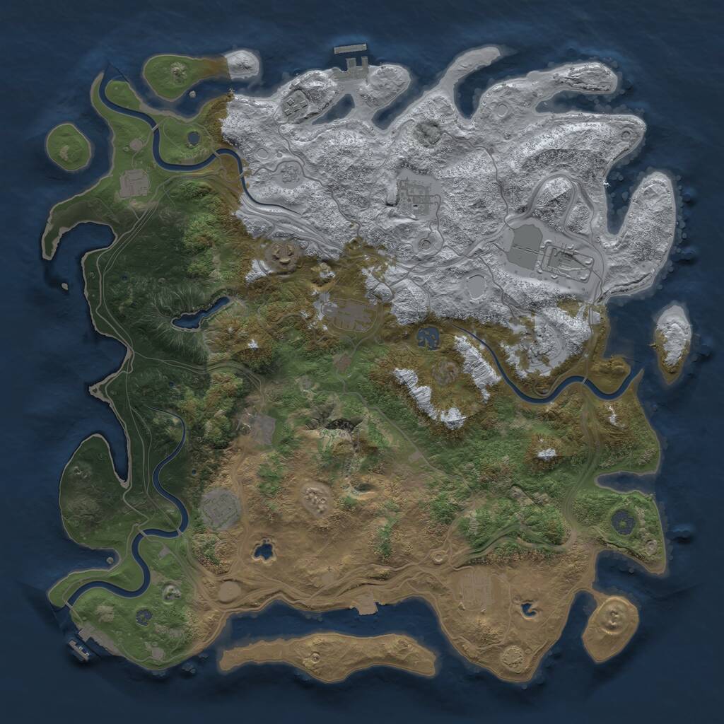 Rust Map: Procedural Map, Size: 4500, Seed: 444035112, 16 Monuments