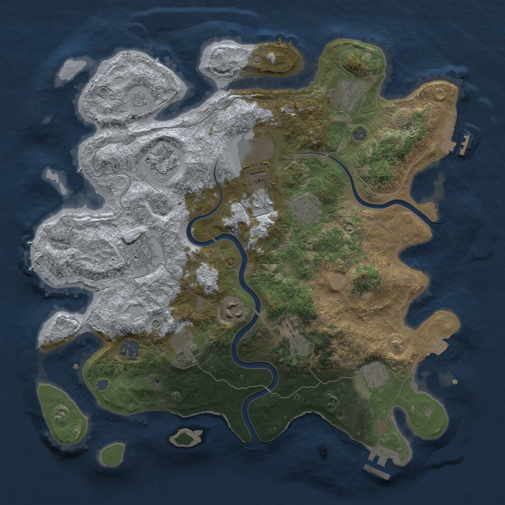 Rust Map: Procedural Map, Size: 3750, Seed: 445179455, 16 Monuments