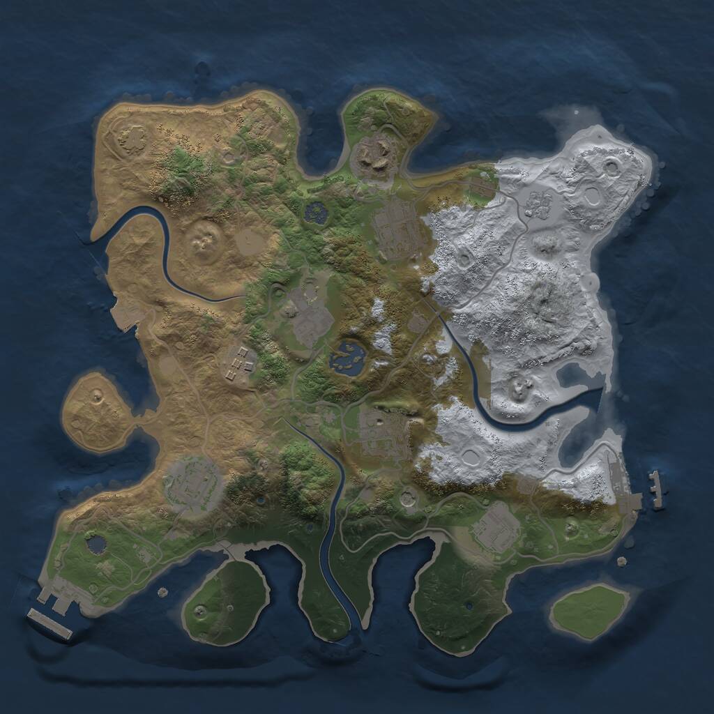 Rust Map: Procedural Map, Size: 3000, Seed: 1894063677, 13 Monuments