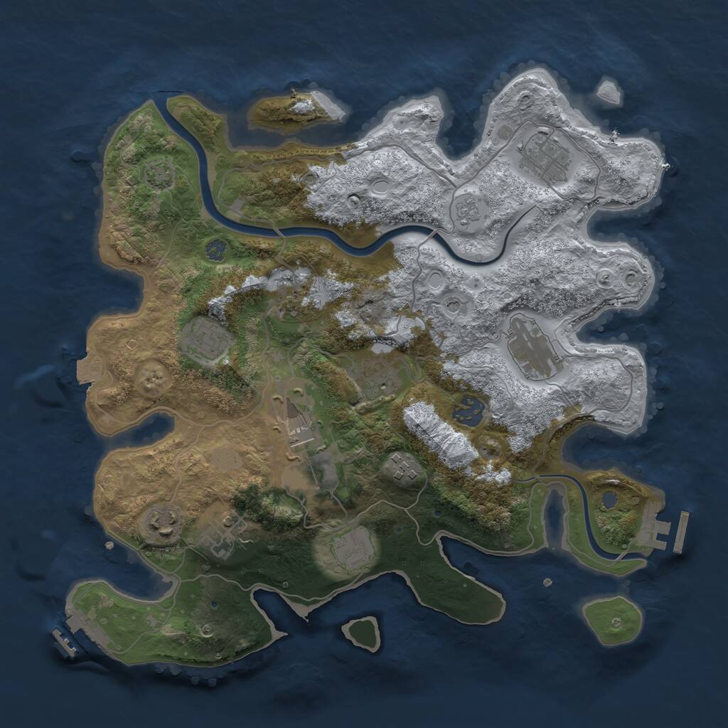 Rust Map: Procedural Map, Size: 3500, Seed: 917933, 18 Monuments