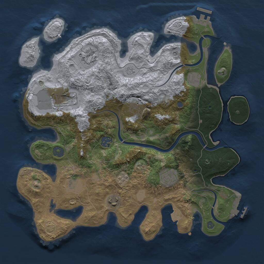 Rust Map: Procedural Map, Size: 3500, Seed: 2144135523, 14 Monuments